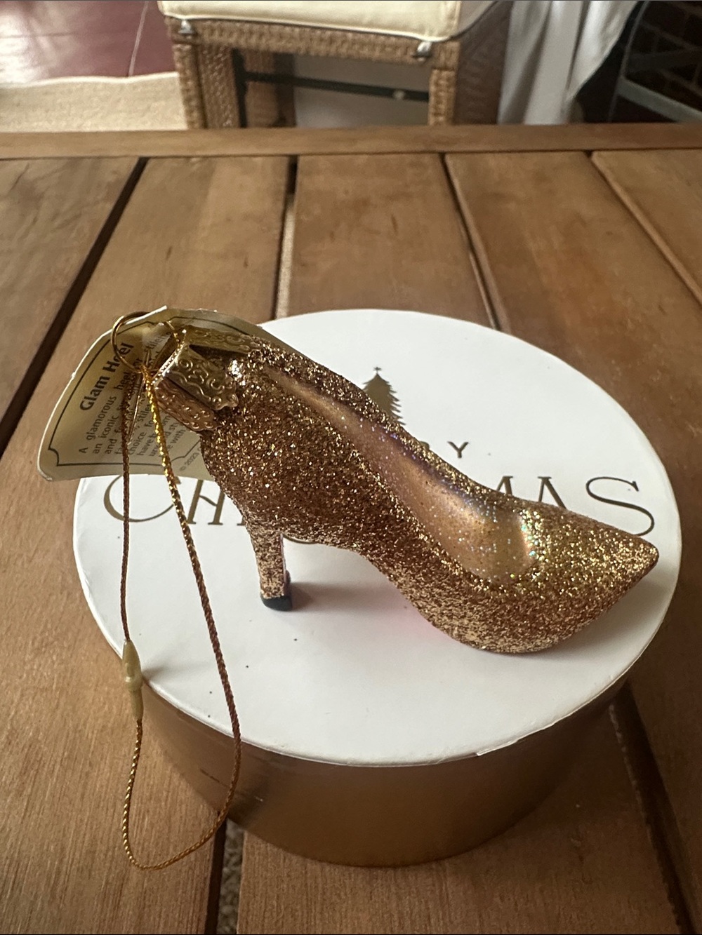 Old World Christmas-Gold Glitter High Heel Ornament -
